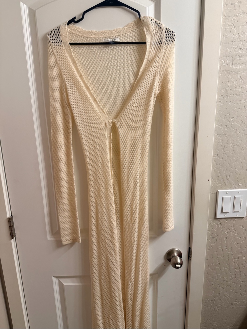 American Eagle Outfitters Cream Sheer Mesh Long Swim Cover-Up